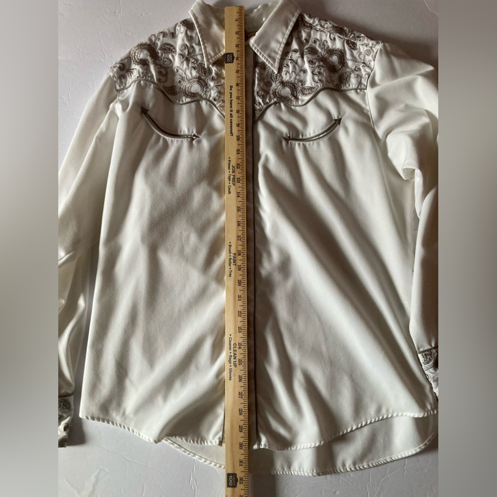 Roper SZ XL White and Black Western Shirt long sleeve beautifully embroidered - Picture 10 of 12